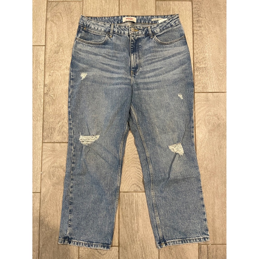 Wrangler‎ High Rise Rodeo Straight Crop Jeans Distressed Western Size 12/31